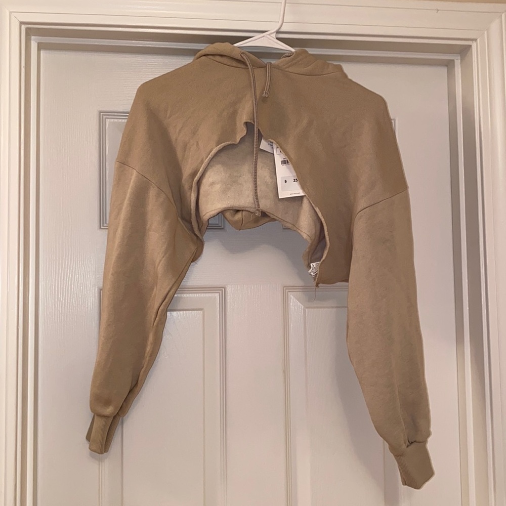 Beige cropped hoodie